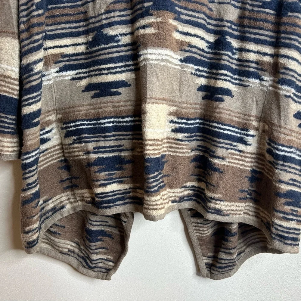Lucky Brand L Textured Aztec Multicolor Knit Cardigan Open Front Boho Western - Picture 13 of 13